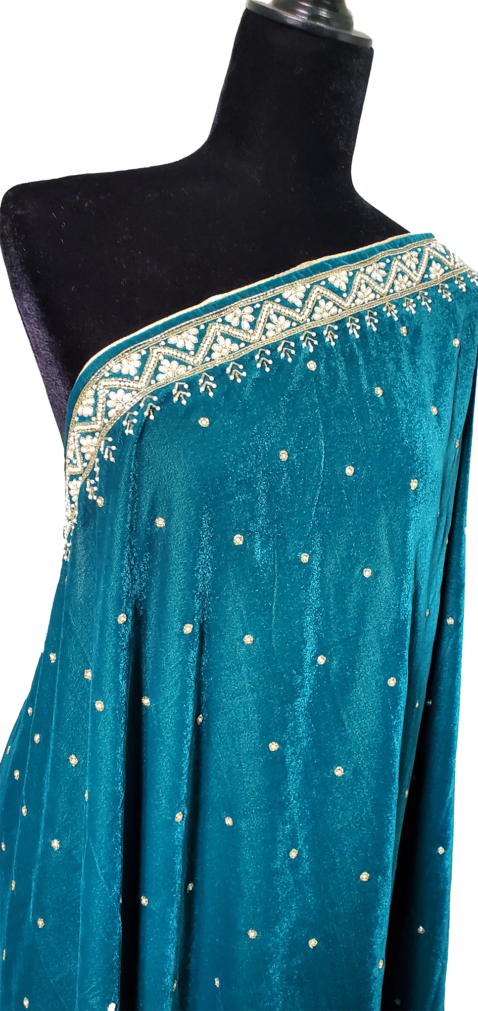 Blue Super Micro Velvet Shawl Sitara and Beadwork