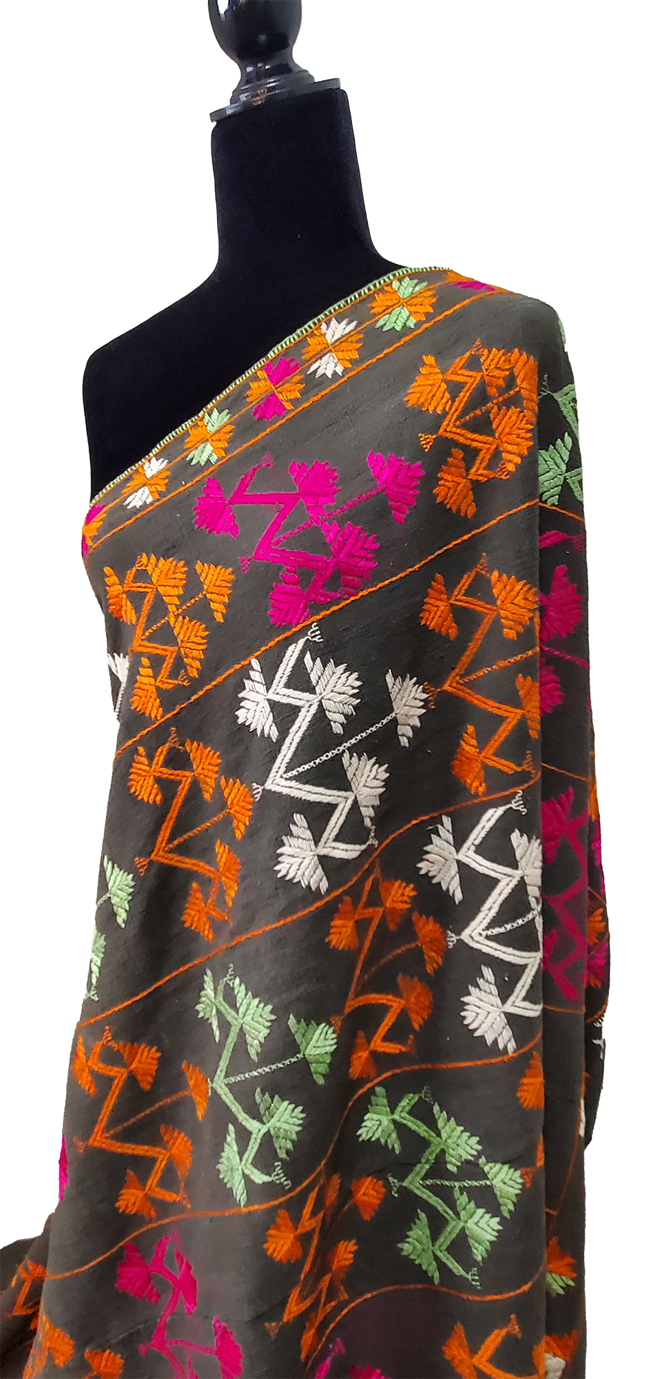 Dark Green Khaddar Handmade Beautiful Antique with Thread Work