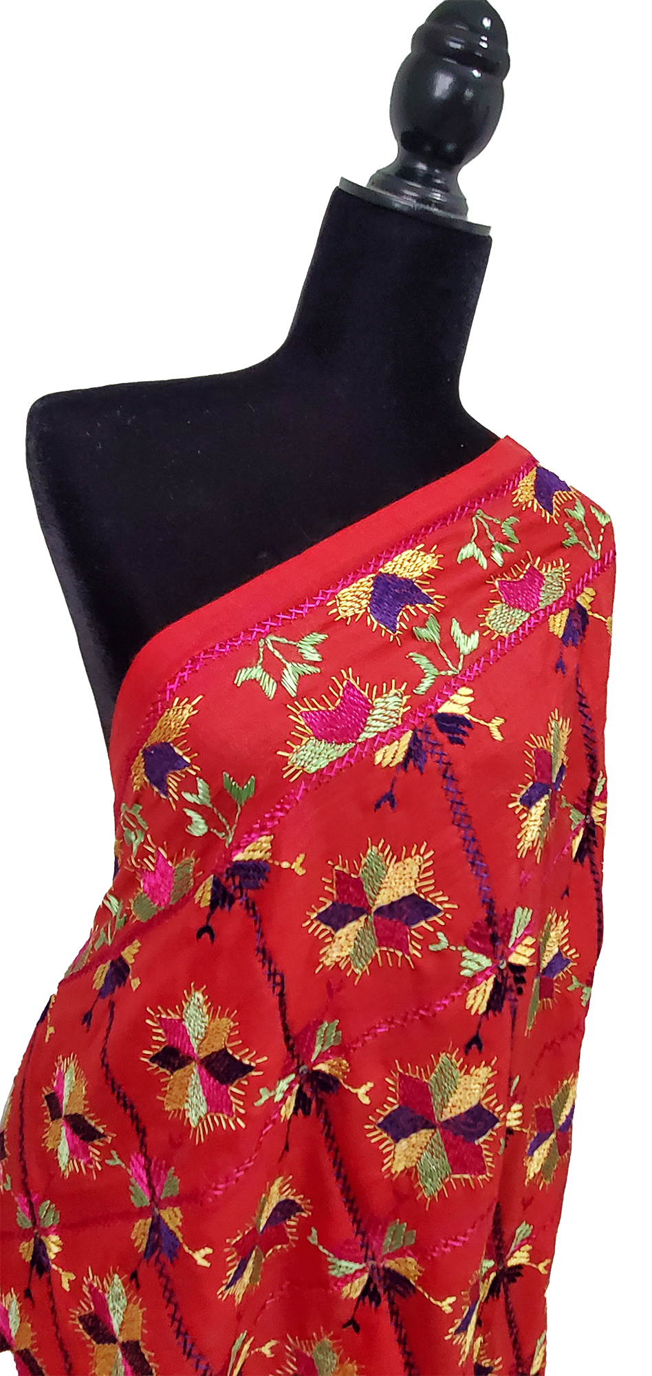 Red Woolen Shawl Traditional Thread Handwork