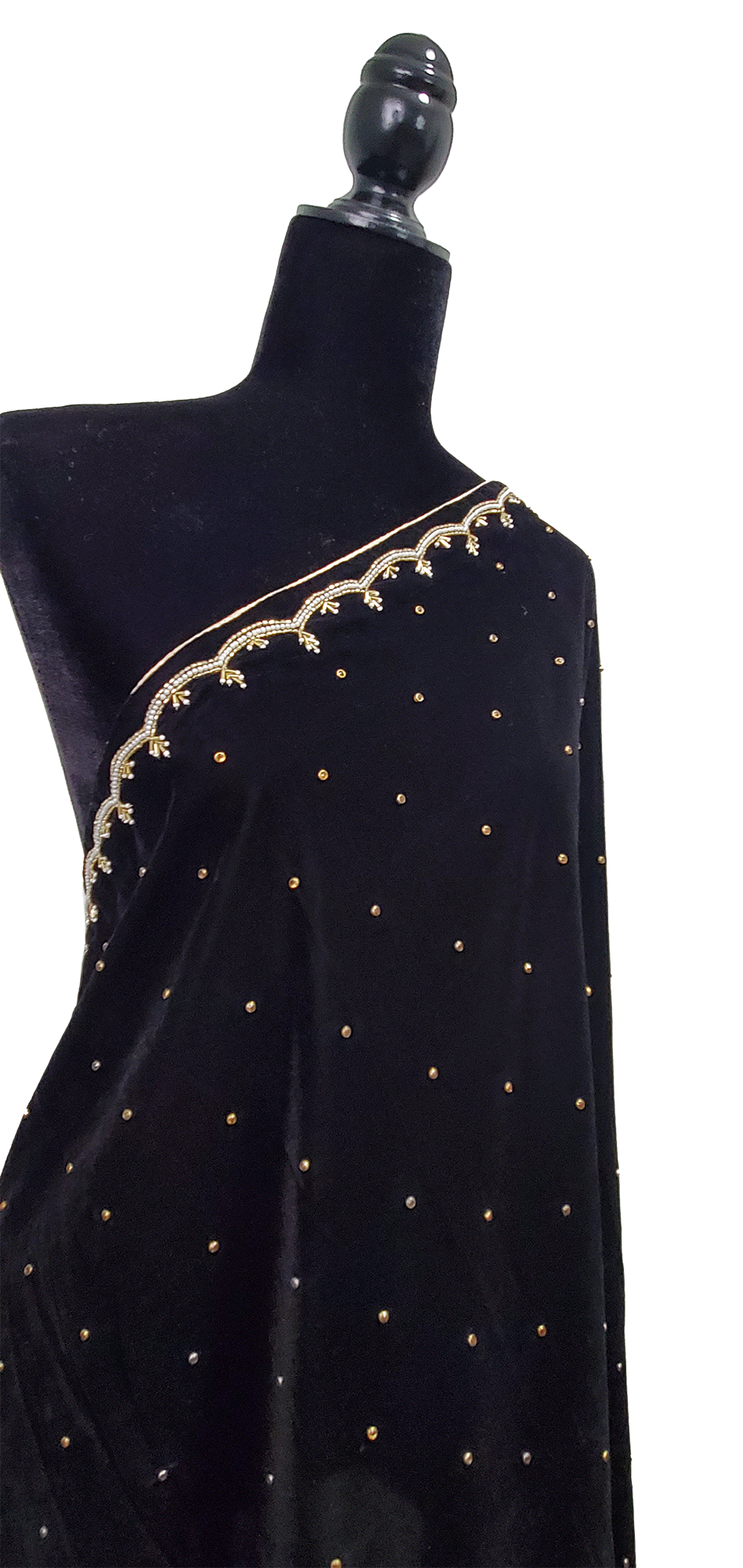 Black Micro Velvet Shawl handwork