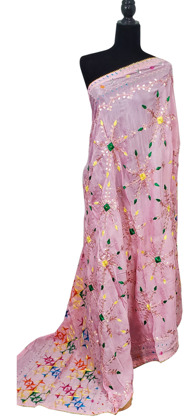 Light Pink Pure Chinon Gotta Patti, Handmade