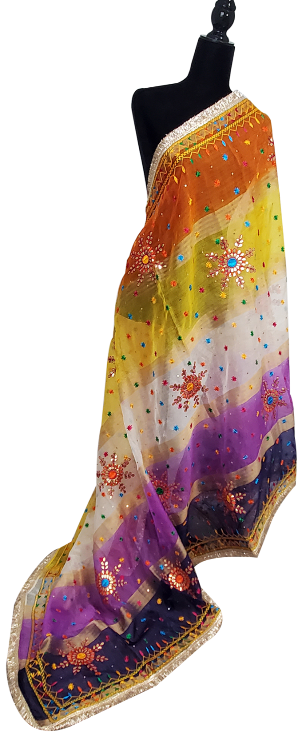 Multi Color Organga Phulkari with Silk Lining Sitara Gotta Patti and Thread Work