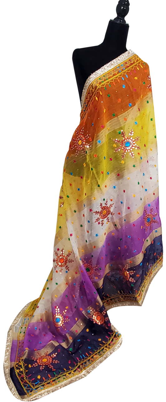 Multi Color Organga Phulkari with Silk Lining Sitara Gotta Patti and Thread Work