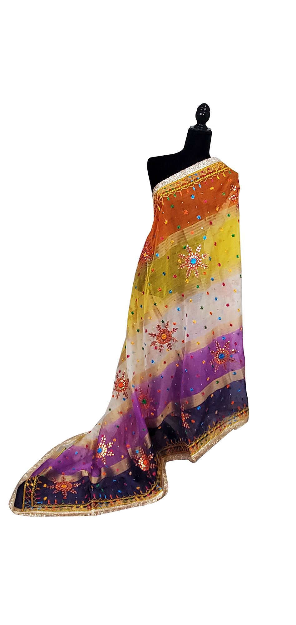 Multi Color Organga Phulkari with Silk Lining Sitara Gotta Patti and Thread Work