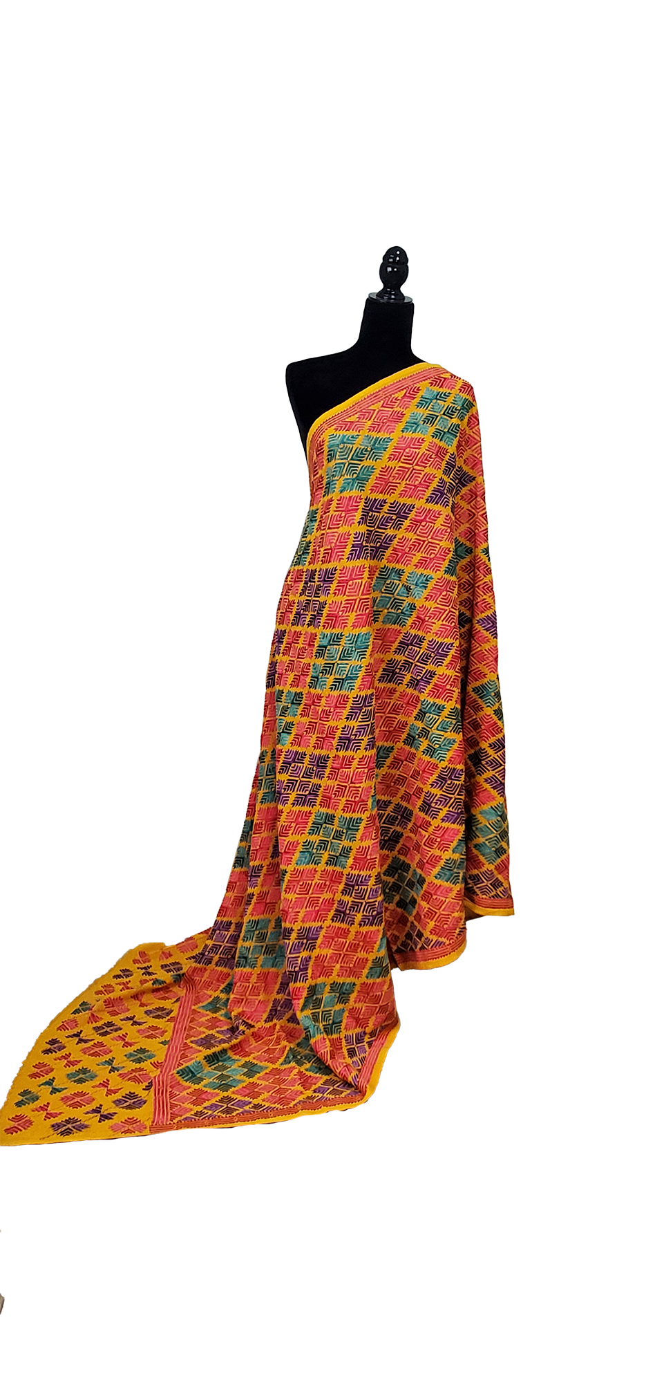 Deep Yellow Handmade Khaddar Bagh Phulkari Thread Work