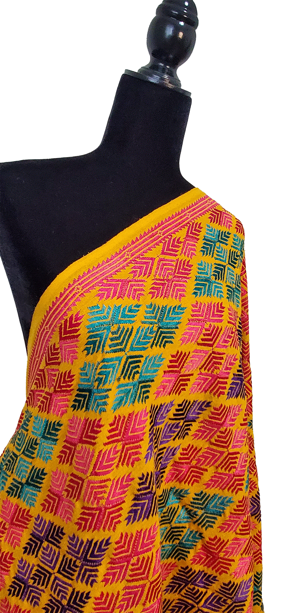 Deep Yellow Handmade Khaddar Bagh Phulkari Thread Work