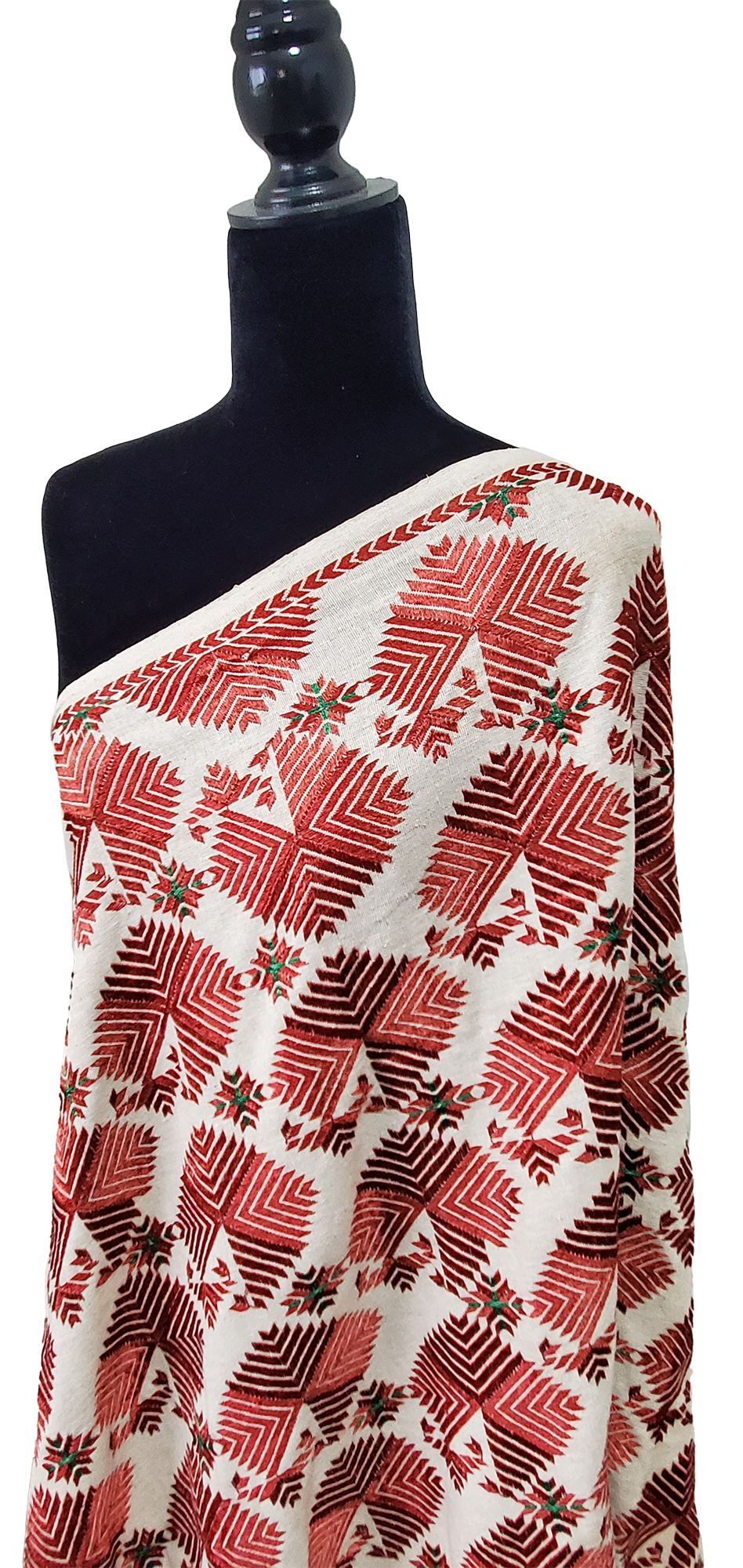 Mehroon and Off-White Thirma Phulkari Handmade Khaddar with Thread work