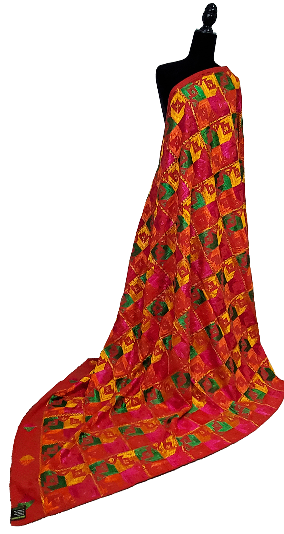 Red Khaddar Bagh Phulkari Handmade Floral Thread Work