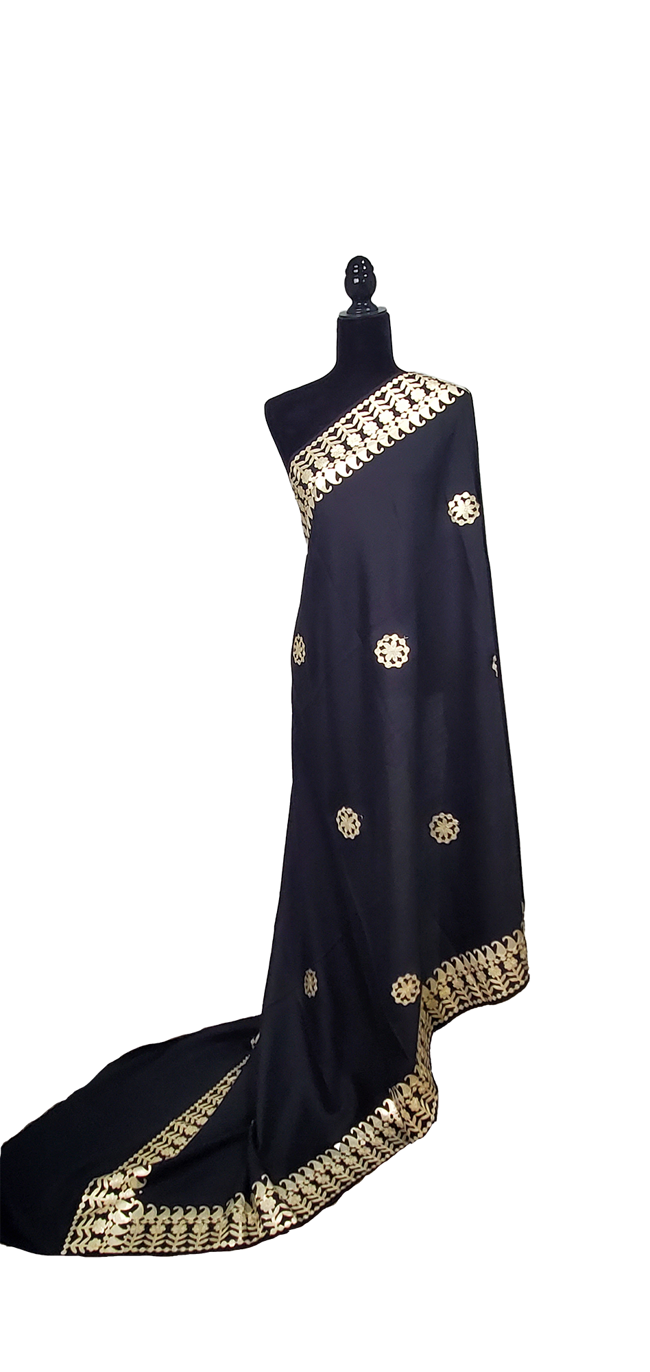 Dark Blue Woolen Shawl Wheel Design