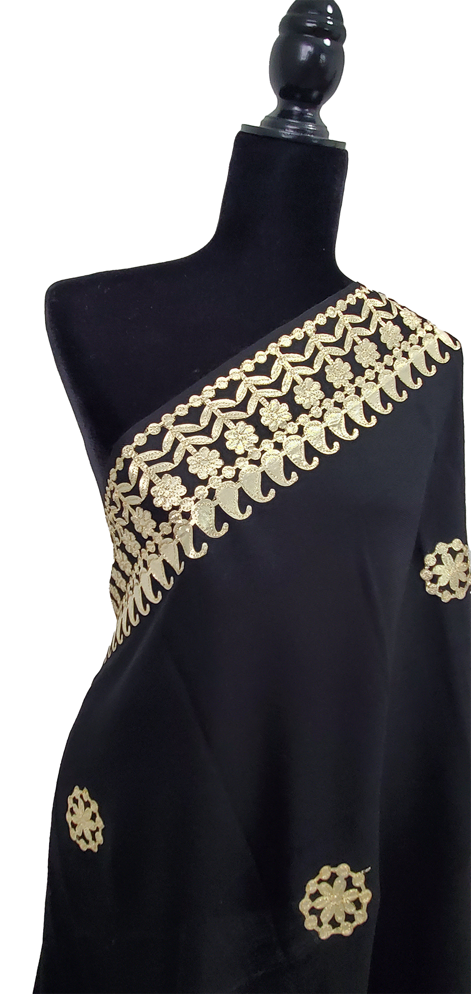 Dark Blue Woolen Shawl Wheel Design