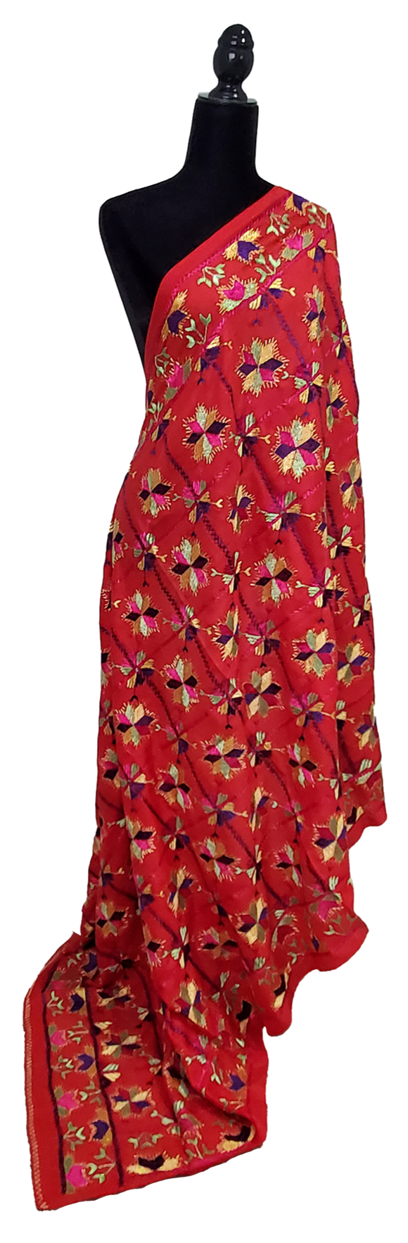Red Woolen Shawl Traditional Thread Handwork