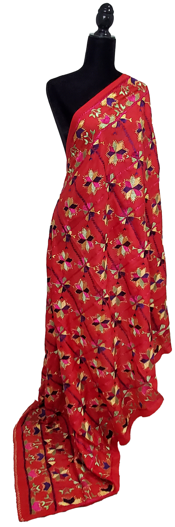 Red Woolen Shawl Traditional Thread Handwork