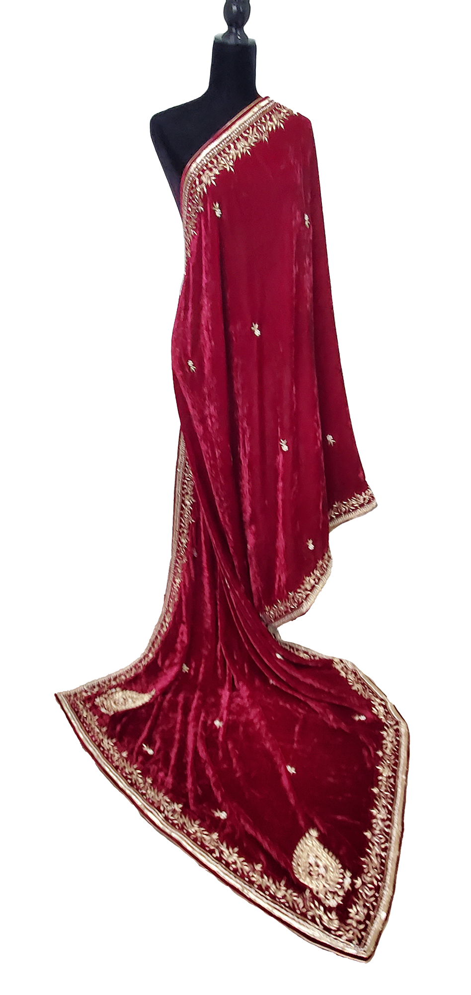 Mehroon Pure Velvet Sitara and Bead Work Done