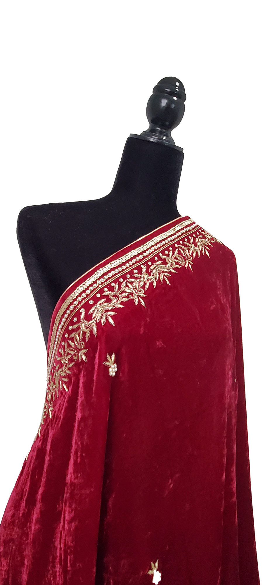 Mehroon Pure Velvet Sitara and Bead Work Done