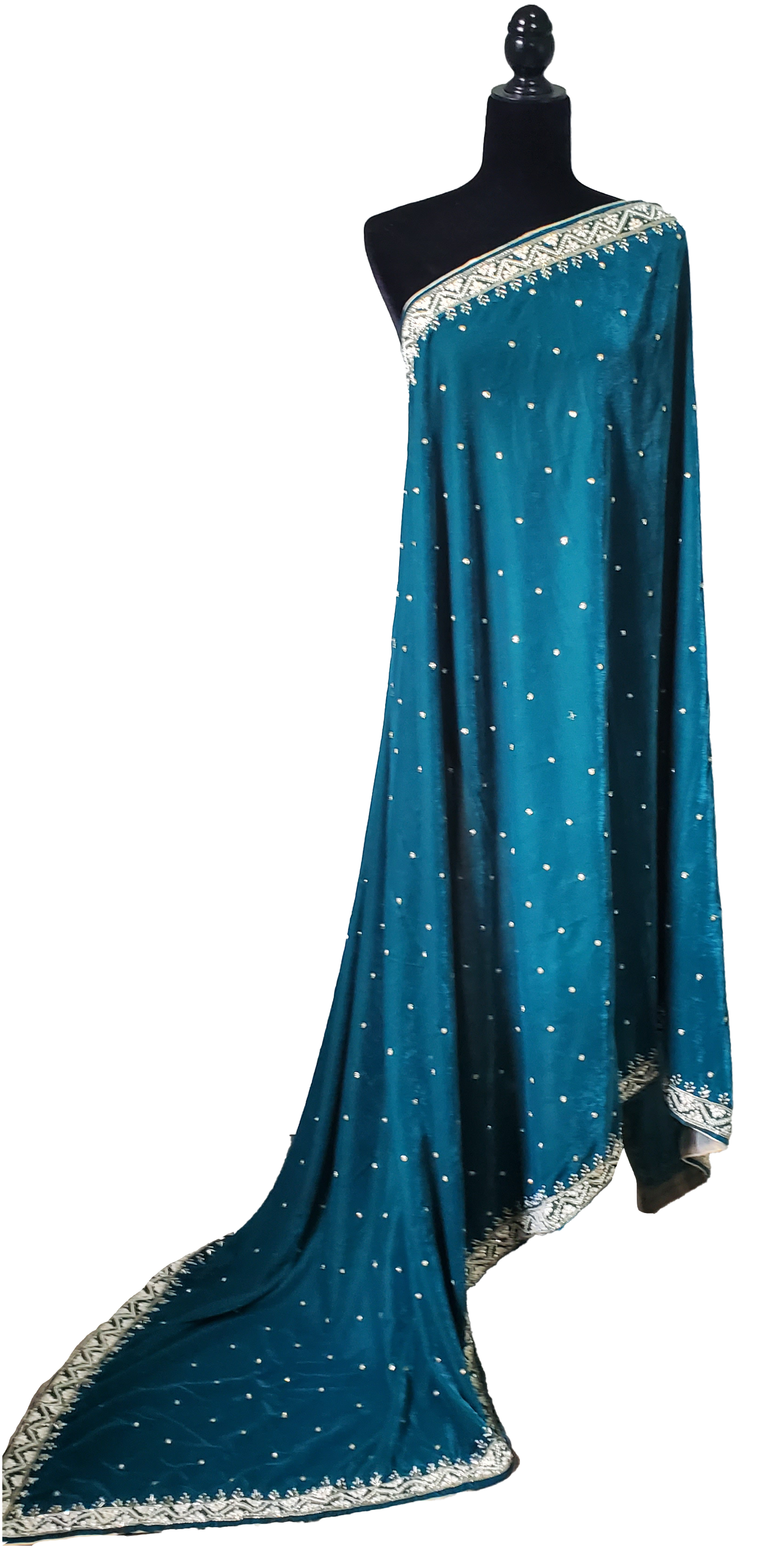 Blue Super Micro Velvet Shawl Sitara and Beadwork