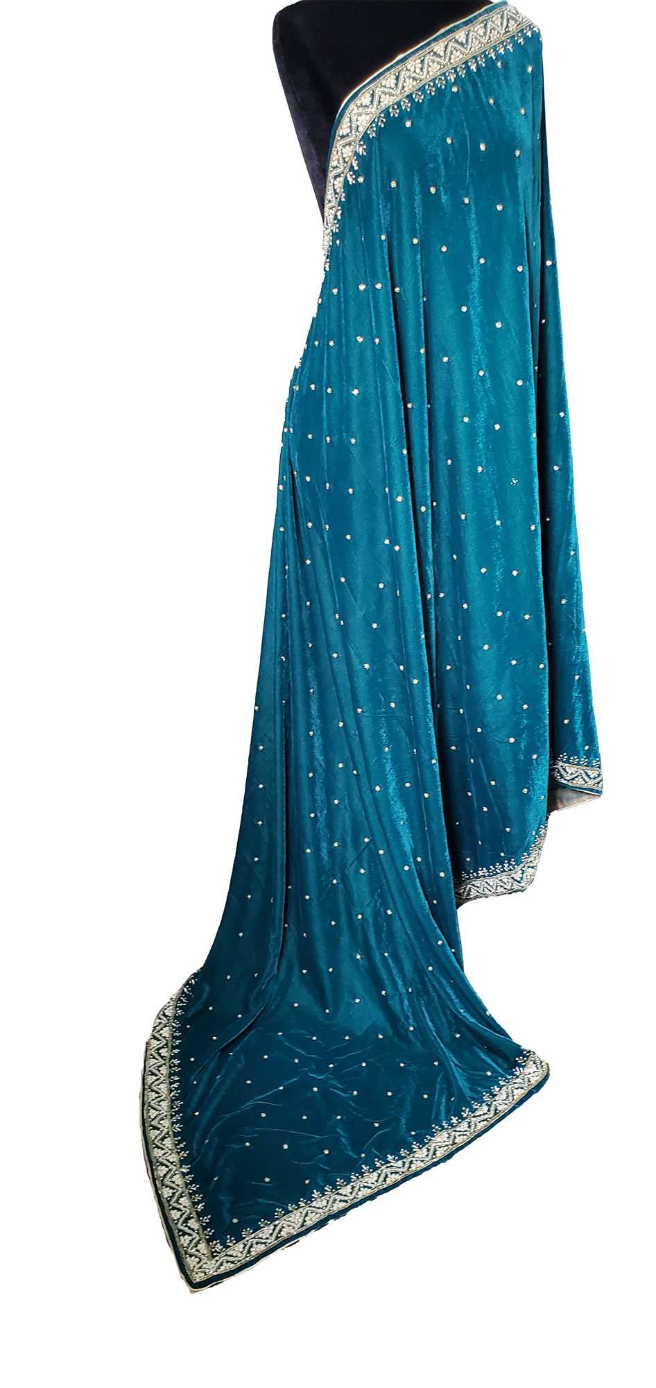 Blue Super Micro Velvet Shawl Sitara and Beadwork