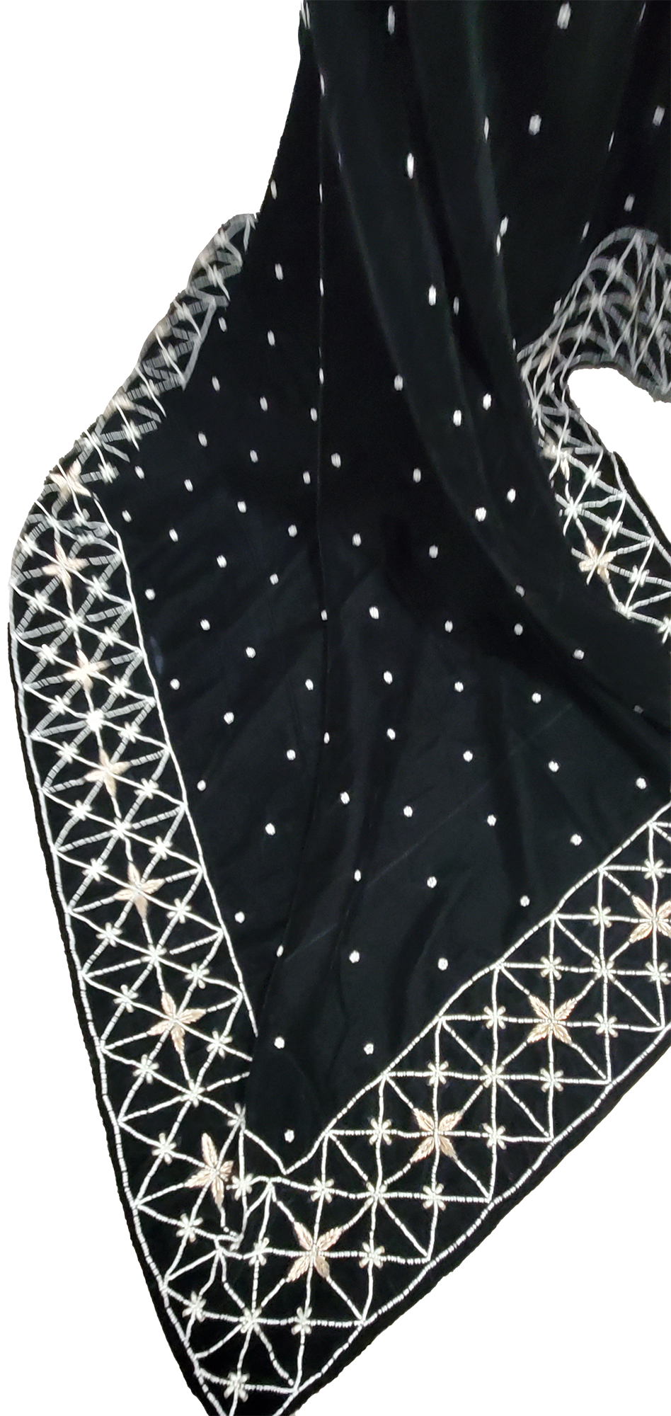 Black Micro Velvet Shawl Dabka Handmade
