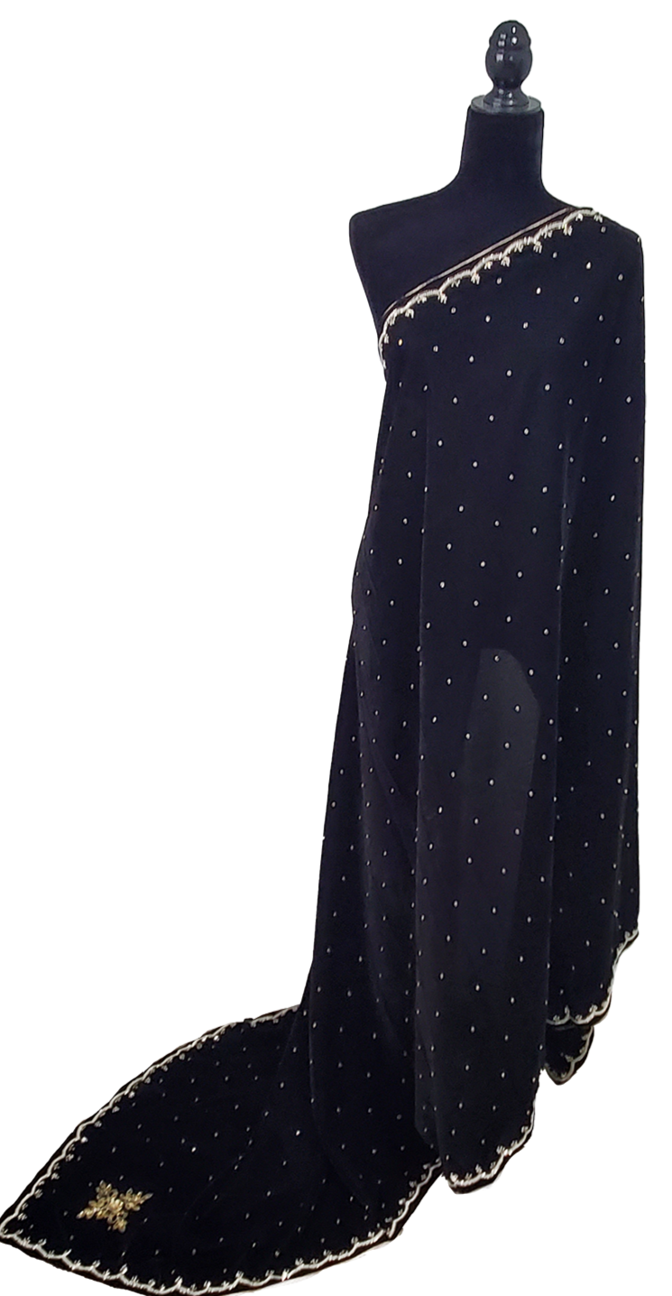 Black Micro Velvet Shawl handwork